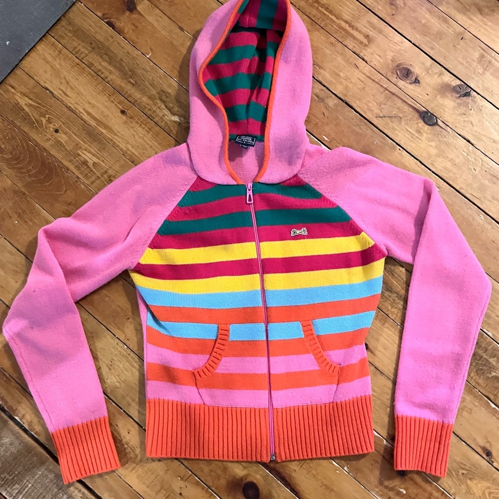 Vintage Le Tigre (Izod) Children’s Sweater Hooded Cardigan Large